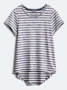 Market & Spruce Juuna Striped Hi Lo Knit Tee, Size Medium, Navy & White